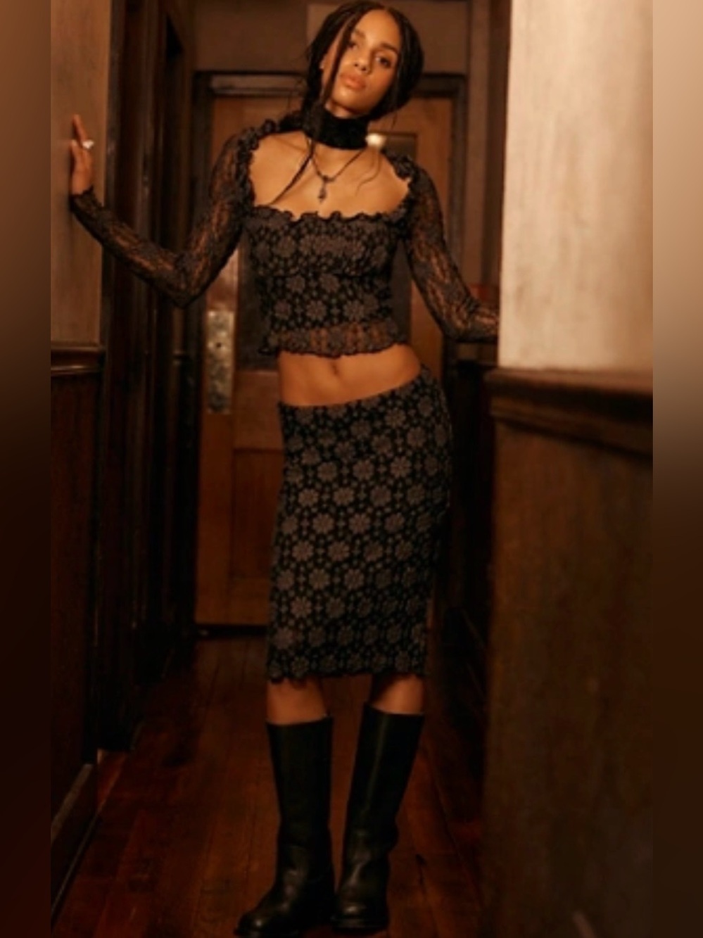 ⭐️NWT Free People Lucinda Lace Midi Skirt Set⭐️